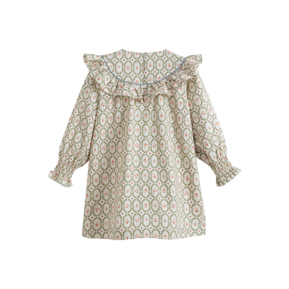 Cera Una Volta Girls Cream Sage Emma Dress