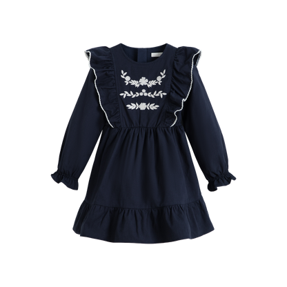 Cera Una Volta Girls Navy Blue Colombe Long Dress