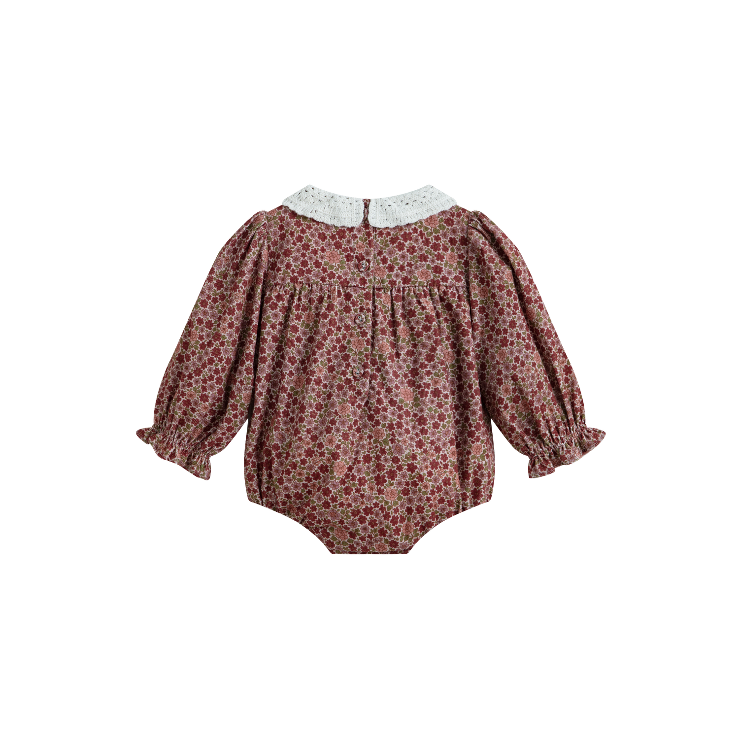 Cera Una Volta Baby Burgundy Flower Frances Romper