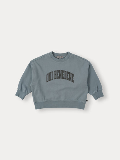 Bene Bene OUI Grayish Blue Varsity Sweatshirt