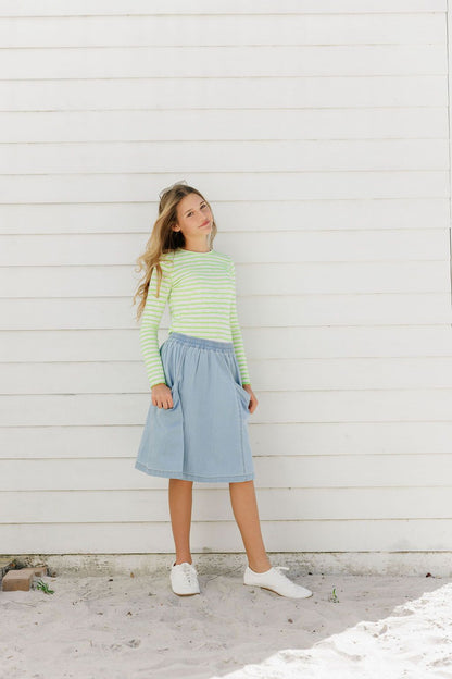 Duet Girls Neon Yellow Striped T-Shirt