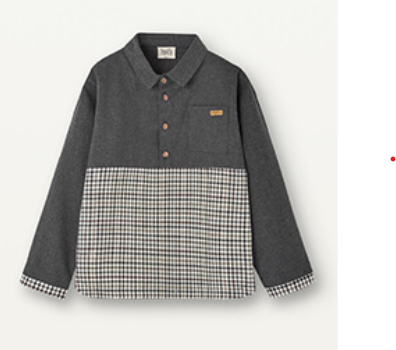 Popelin Anthracite Grey Contrast Shirt With Collar