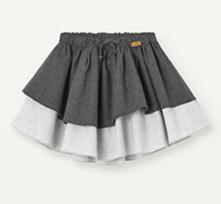 Popelin Anthracite Grey Double Layer Short Skirt