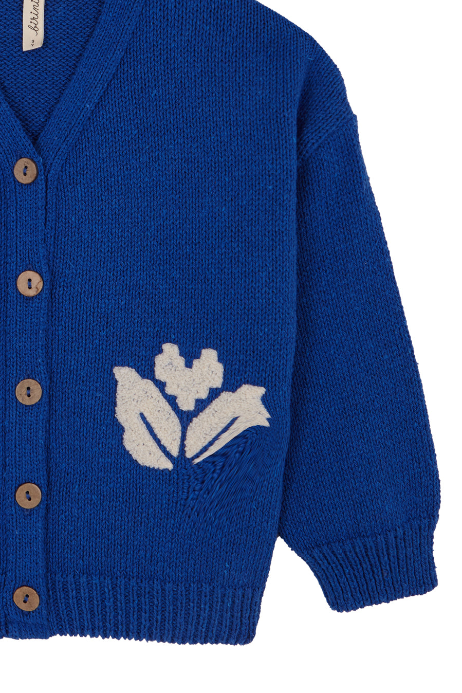 Birinit Cobalt Knit Cardigan with Floral Embroidery – Once Child