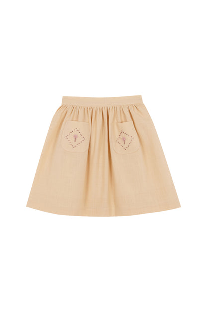 Birinit Sand Embroidered Midi Skirt