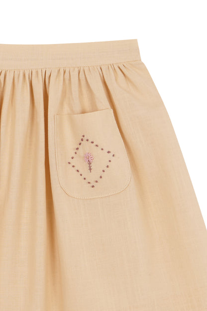 Birinit Sand Embroidered Midi Skirt