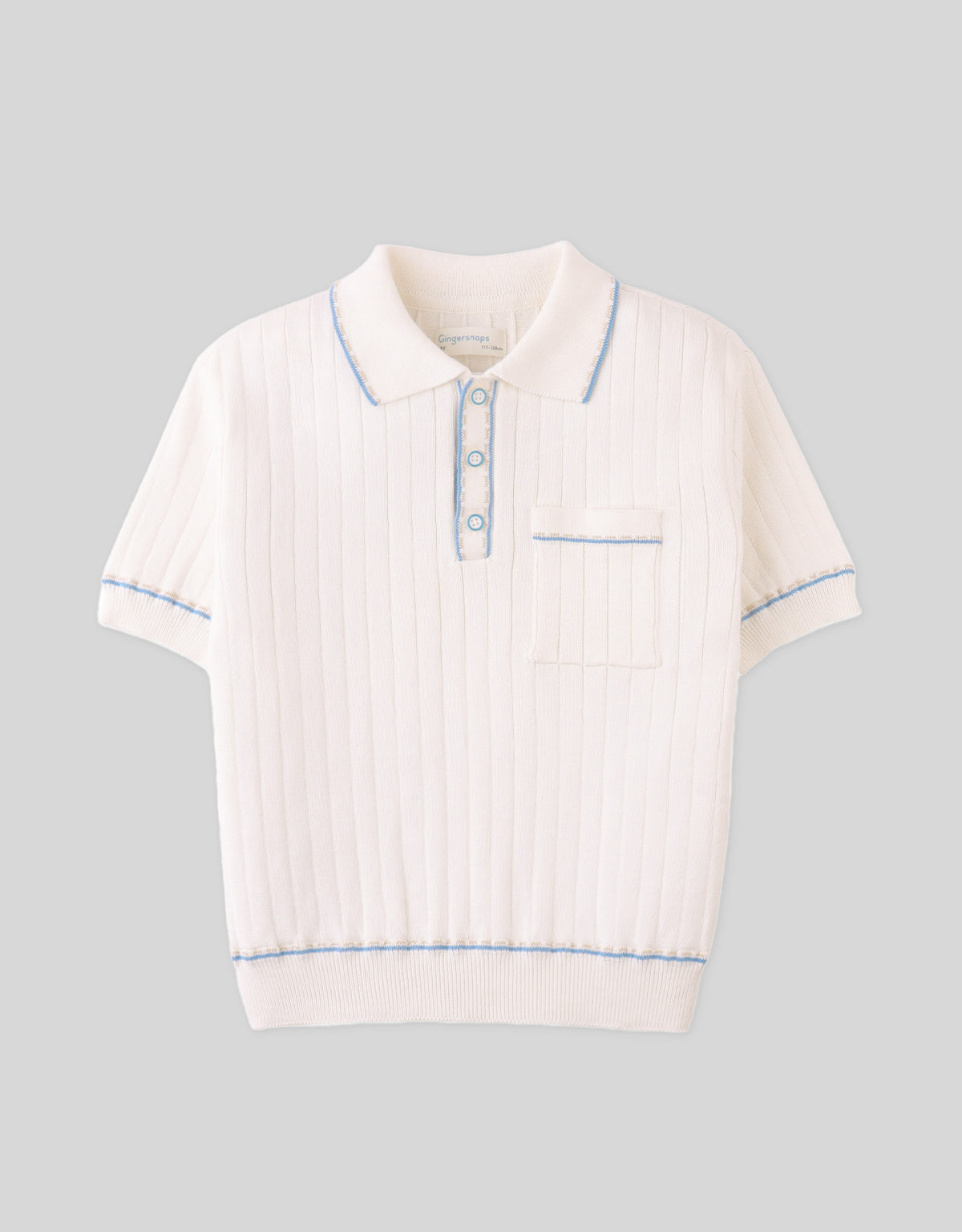 Gingersnaps Off-White Reiner Top with Striped Tipping Accents