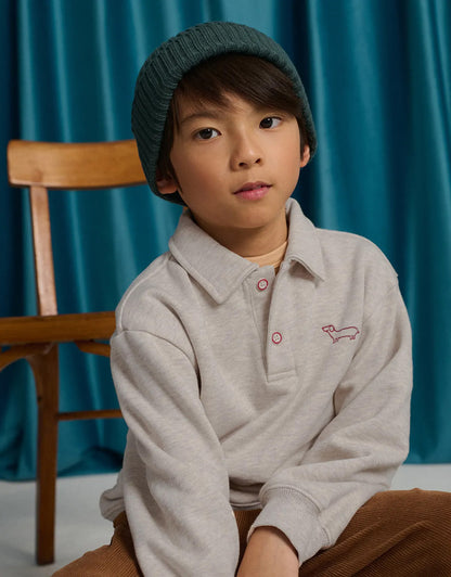 Gingersnaps Boys Beige Stefano French Terry Polo Pullover