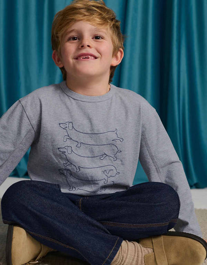 Gingersnaps Boys Gray Gianni Tee With Dog Embroidery