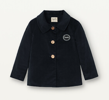 Popelin Black Velvet Coat With Lapel