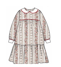 Popelin Burgundy Flower Print Dress