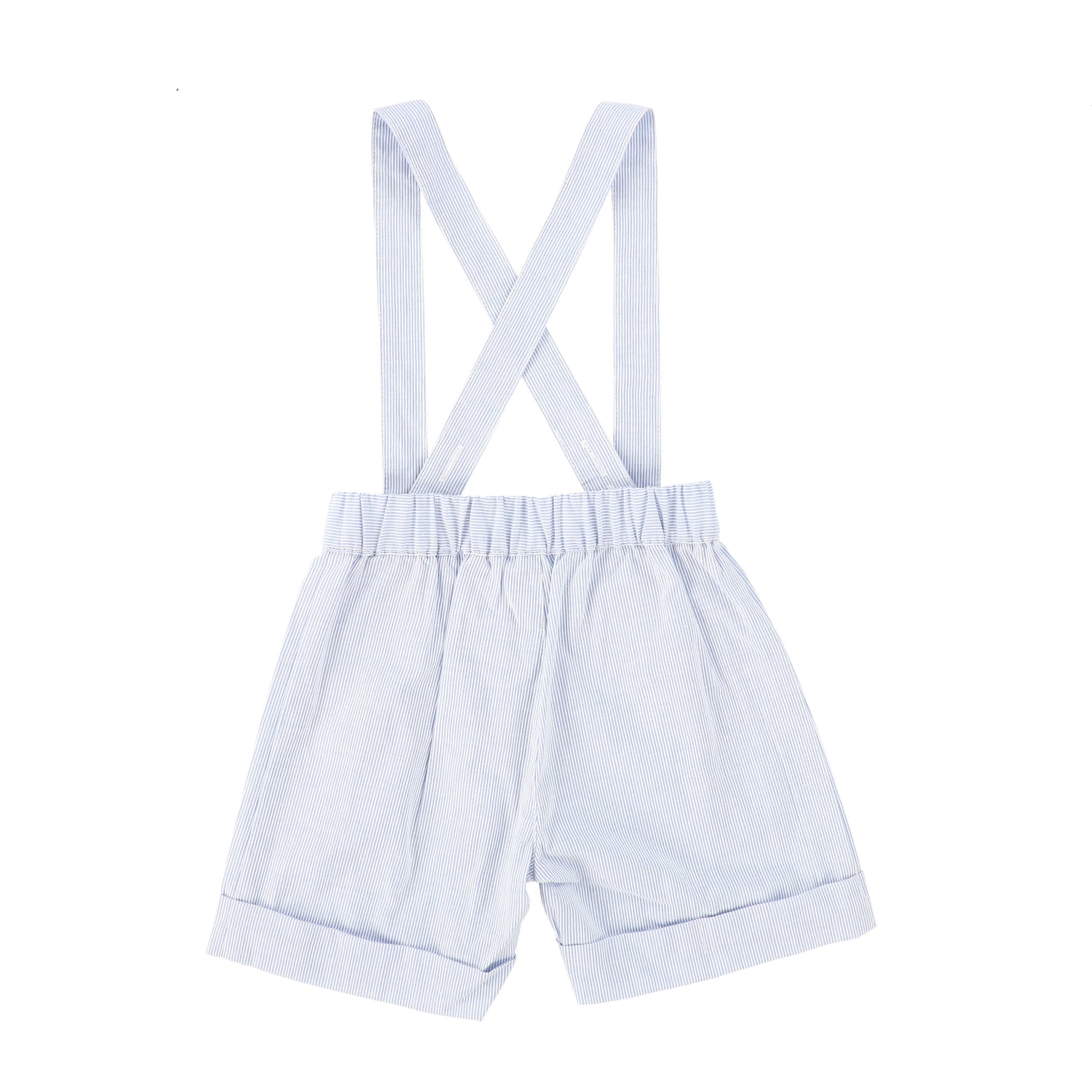 Bamboo Blue Thin Stripe Suspender Shorts