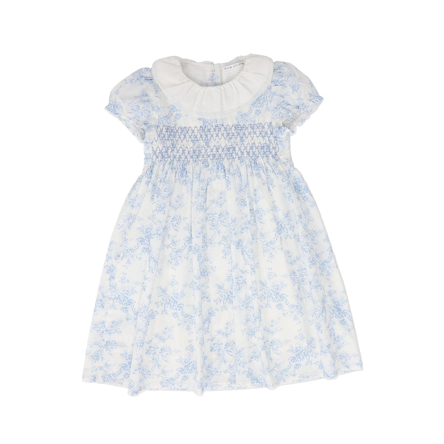 Bamboo Blue Floral Ruffle Collared Dress