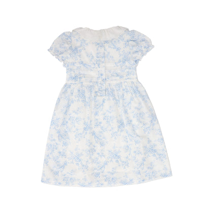 Bamboo Blue Floral Ruffle Collared Dress