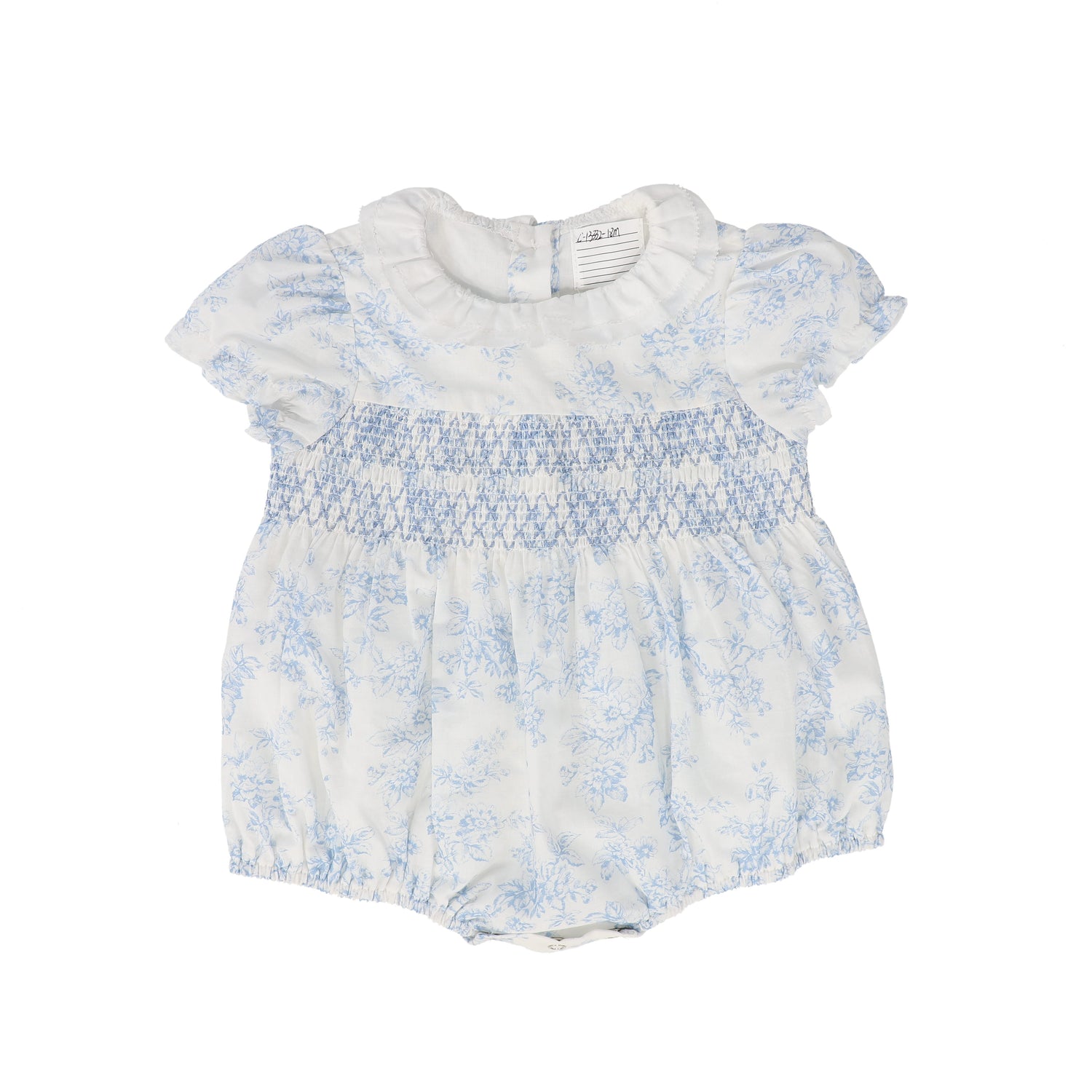 Bamboo Blue Floral Ruffle Collared Romper