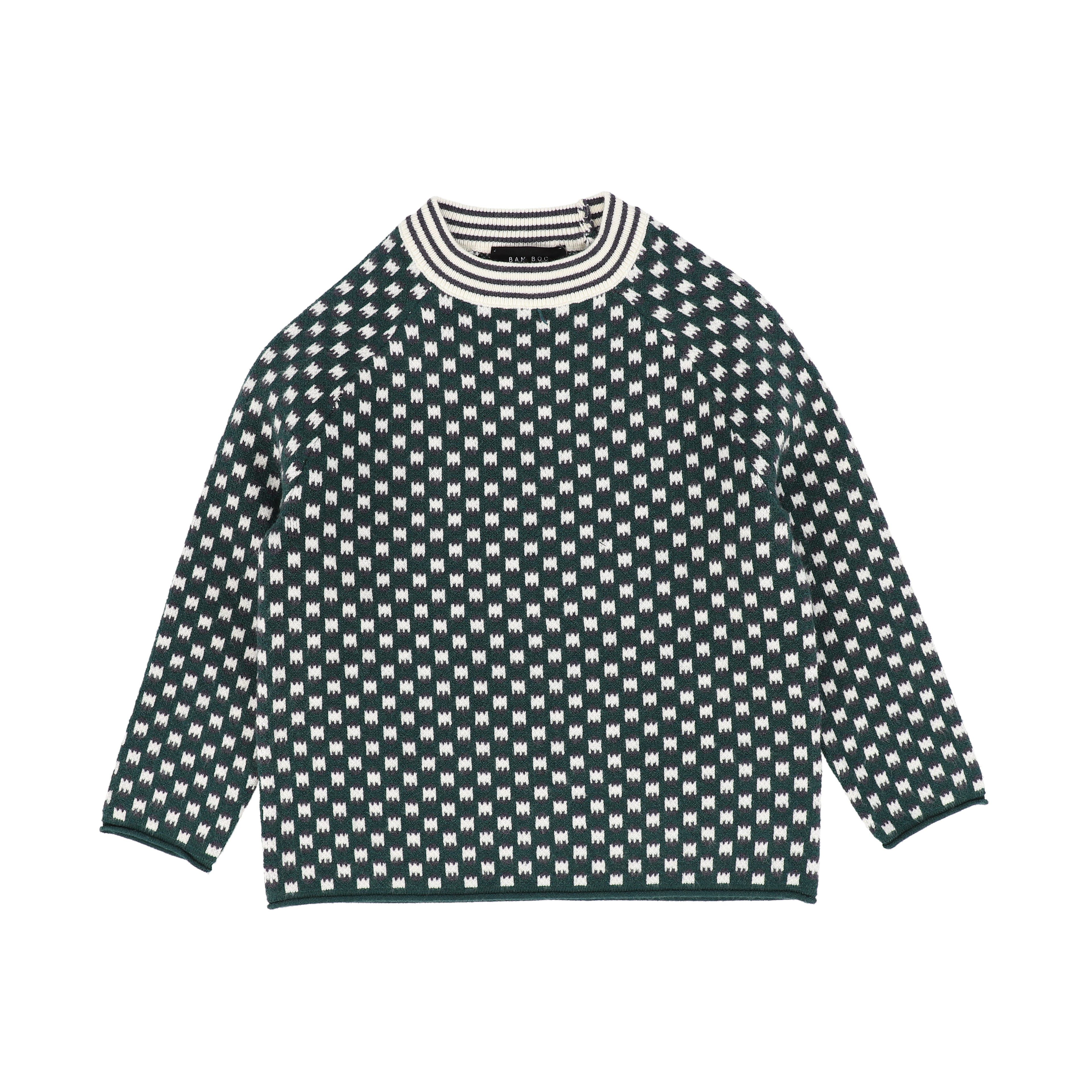 Bamboo Green Checked Sweater
