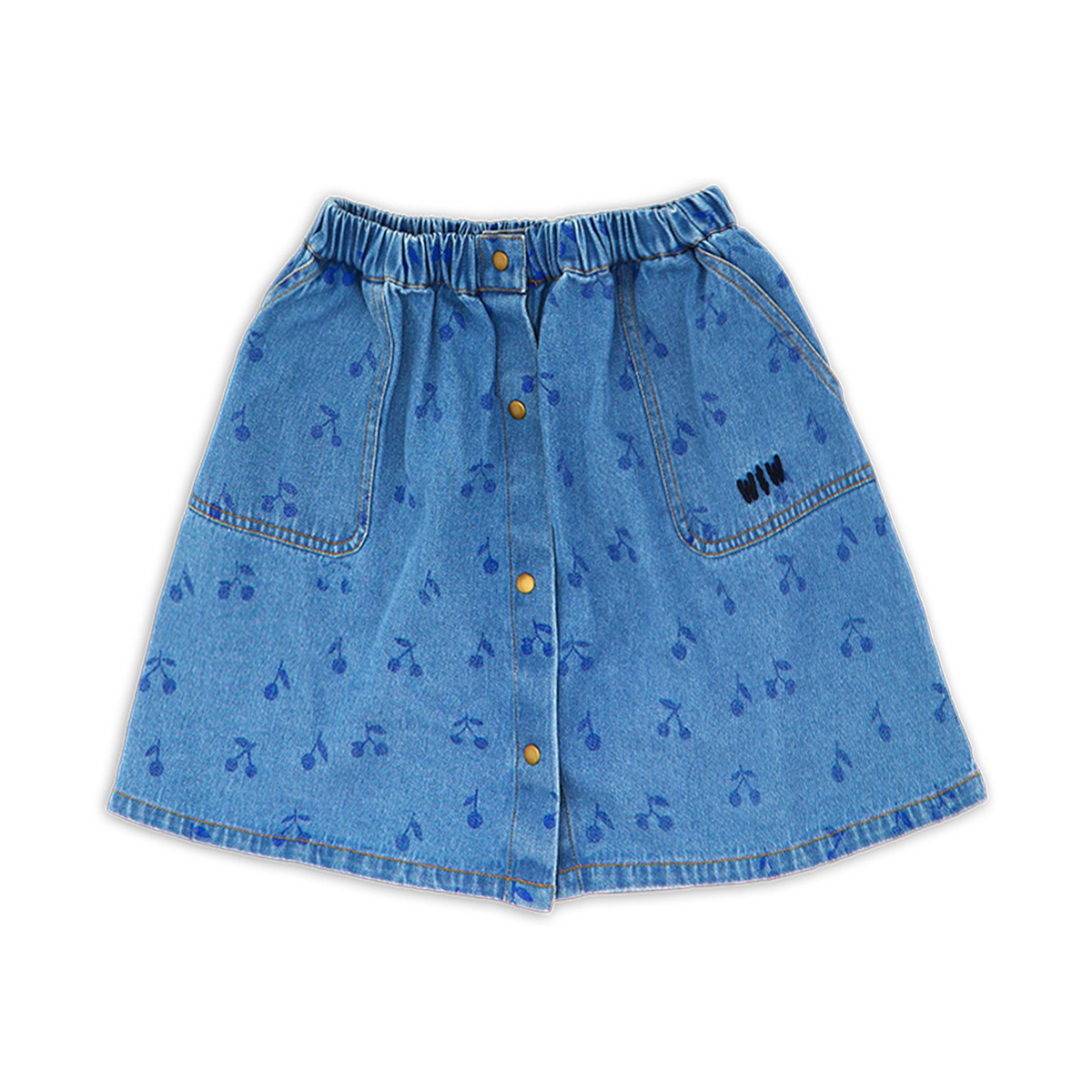 Wander &amp; Wonder Cherries Denim Sun Skirt