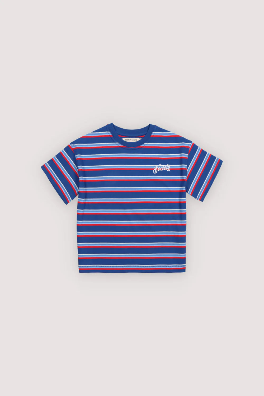 The New Society Ciclan T-Shirt Deep Sea Blue Mini Stripes