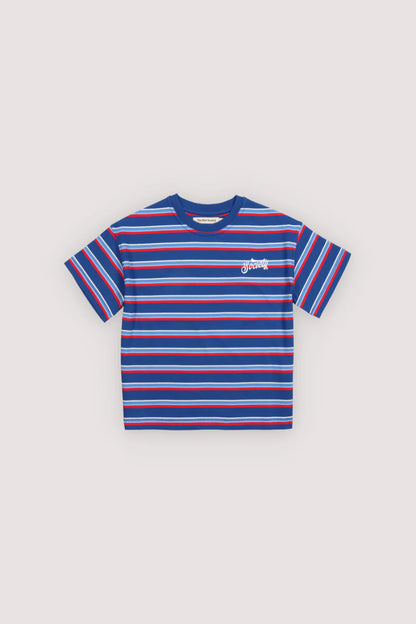 The New Society Ciclan T-Shirt Deep Sea Blue Mini Stripes