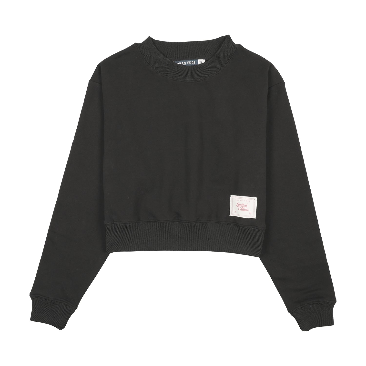 Urban Edge Teens Black Cropped Sweatshirt