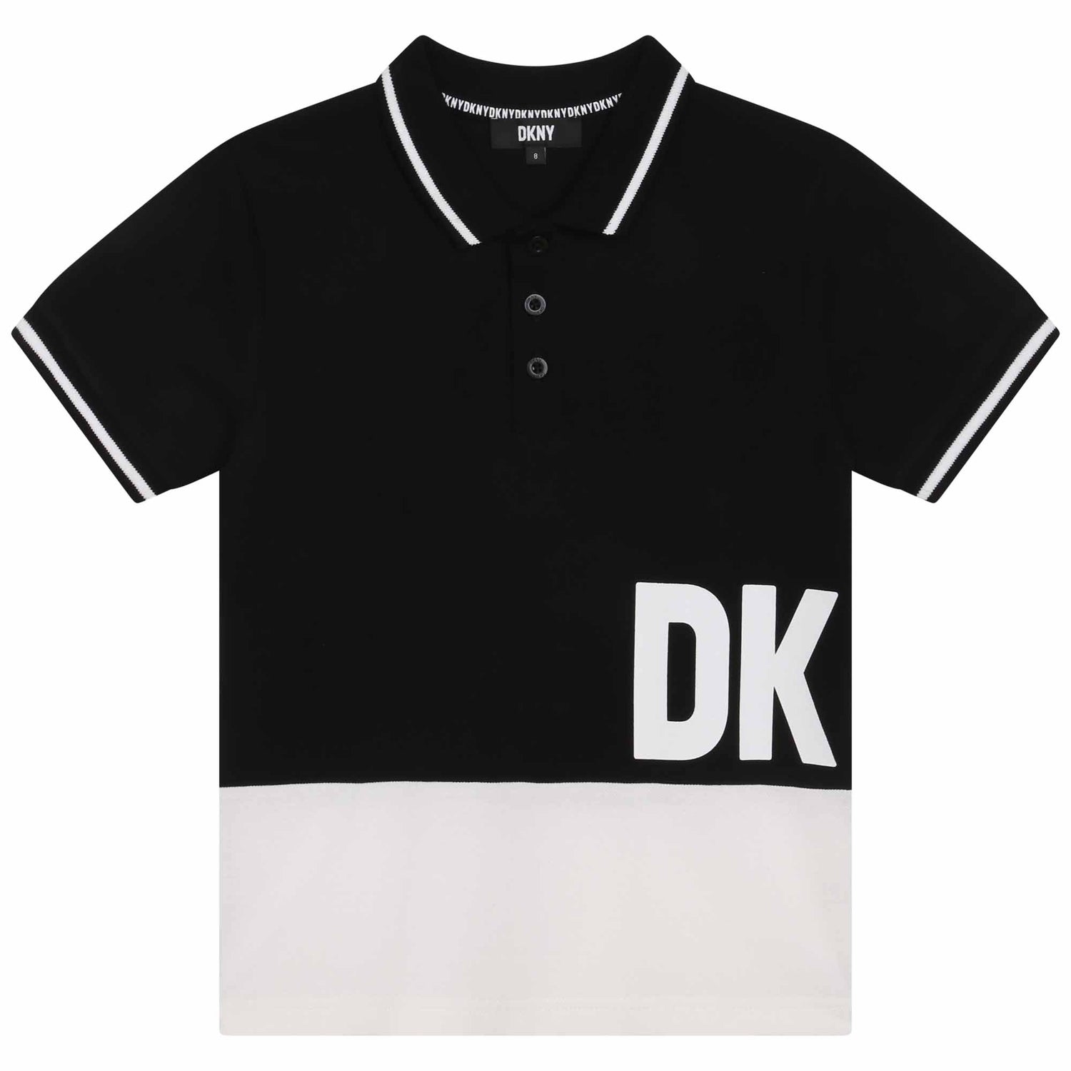 DKNY Black and White Logo Short Sleeve Polo
