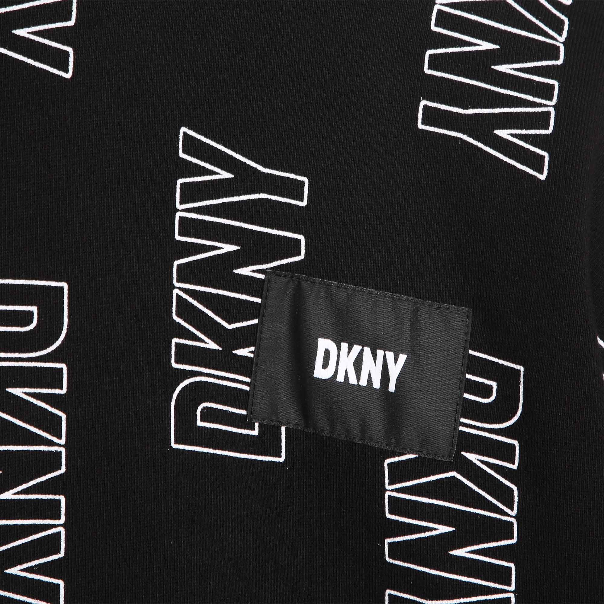 DKNY Black and White Allover Logo Print Hoodie