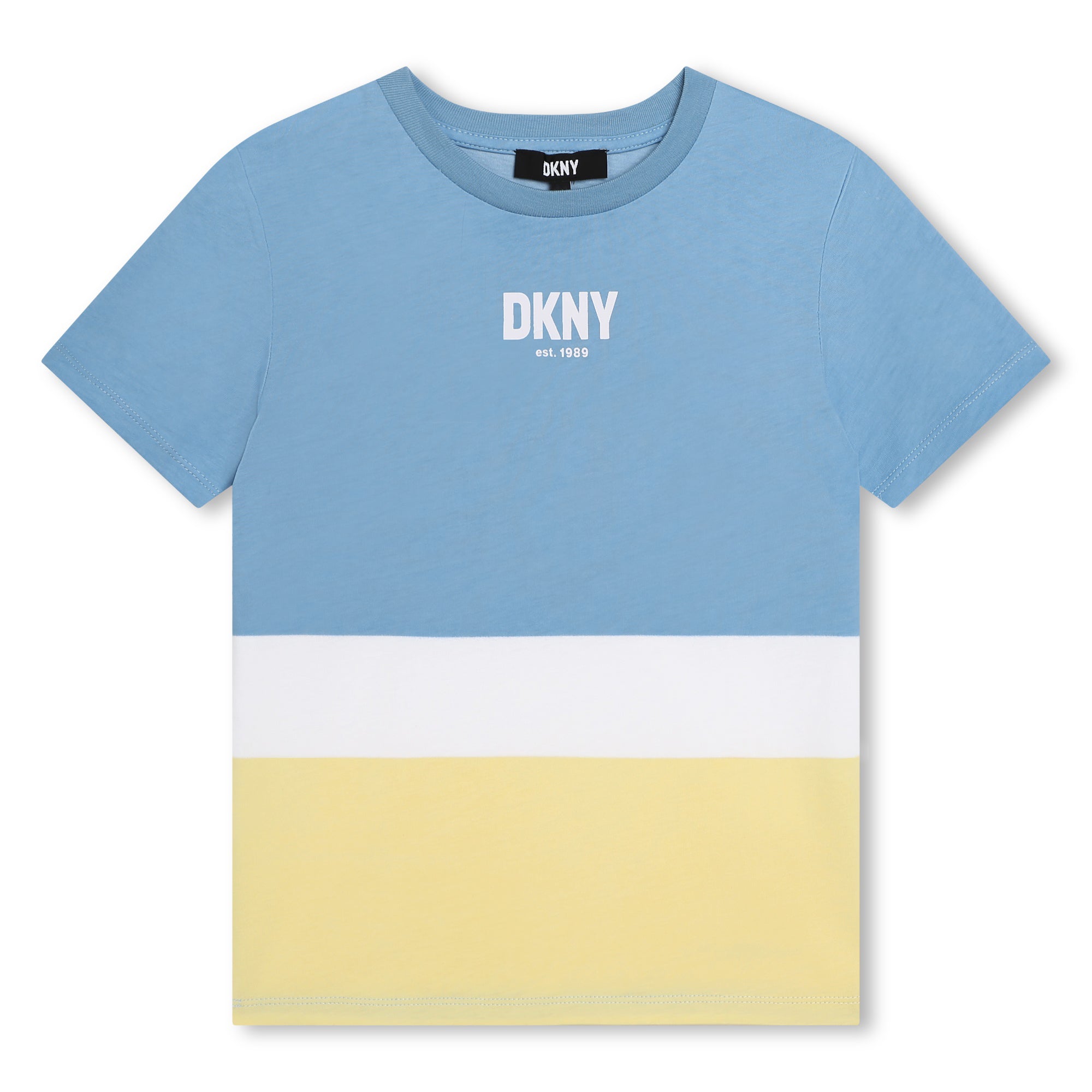 DKNY Pale Blue and Yellow Logo Tee Shirt