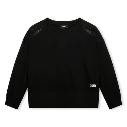 DKNY Black with Logo On Shoulder Sweatshirt