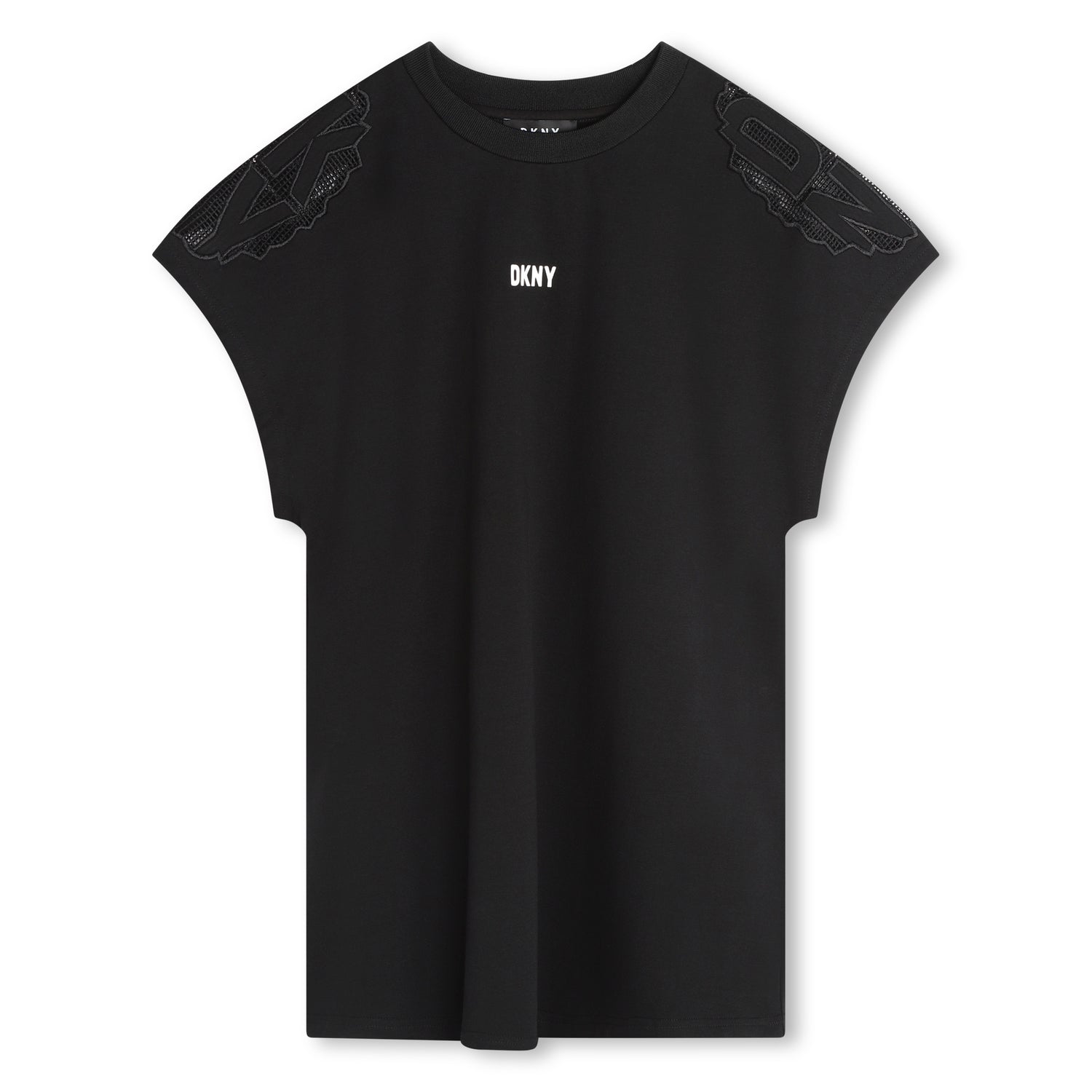 DKNY Black with Logo On Shoulder Dress