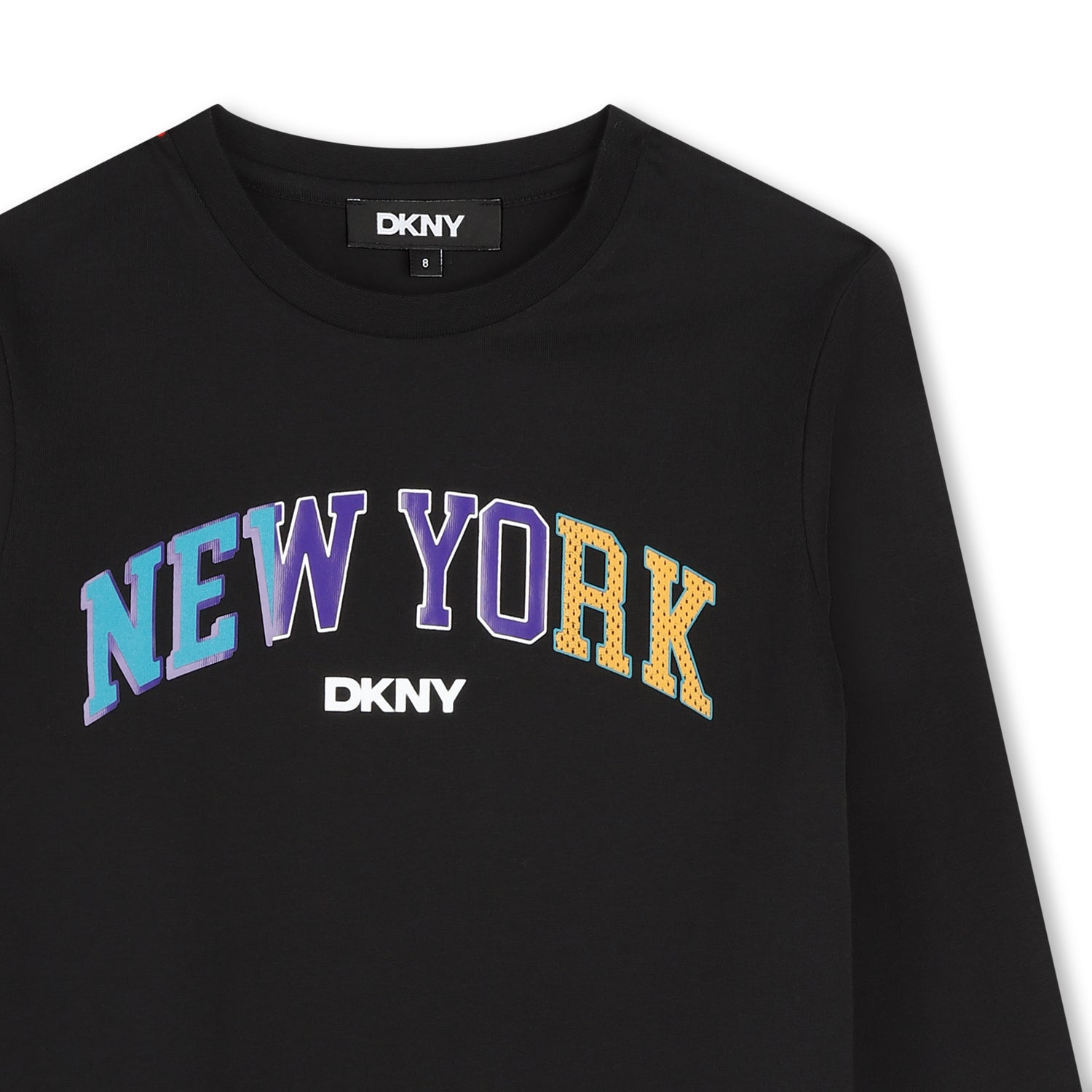 DKNY Black with Multicolored Text Tee Shirt