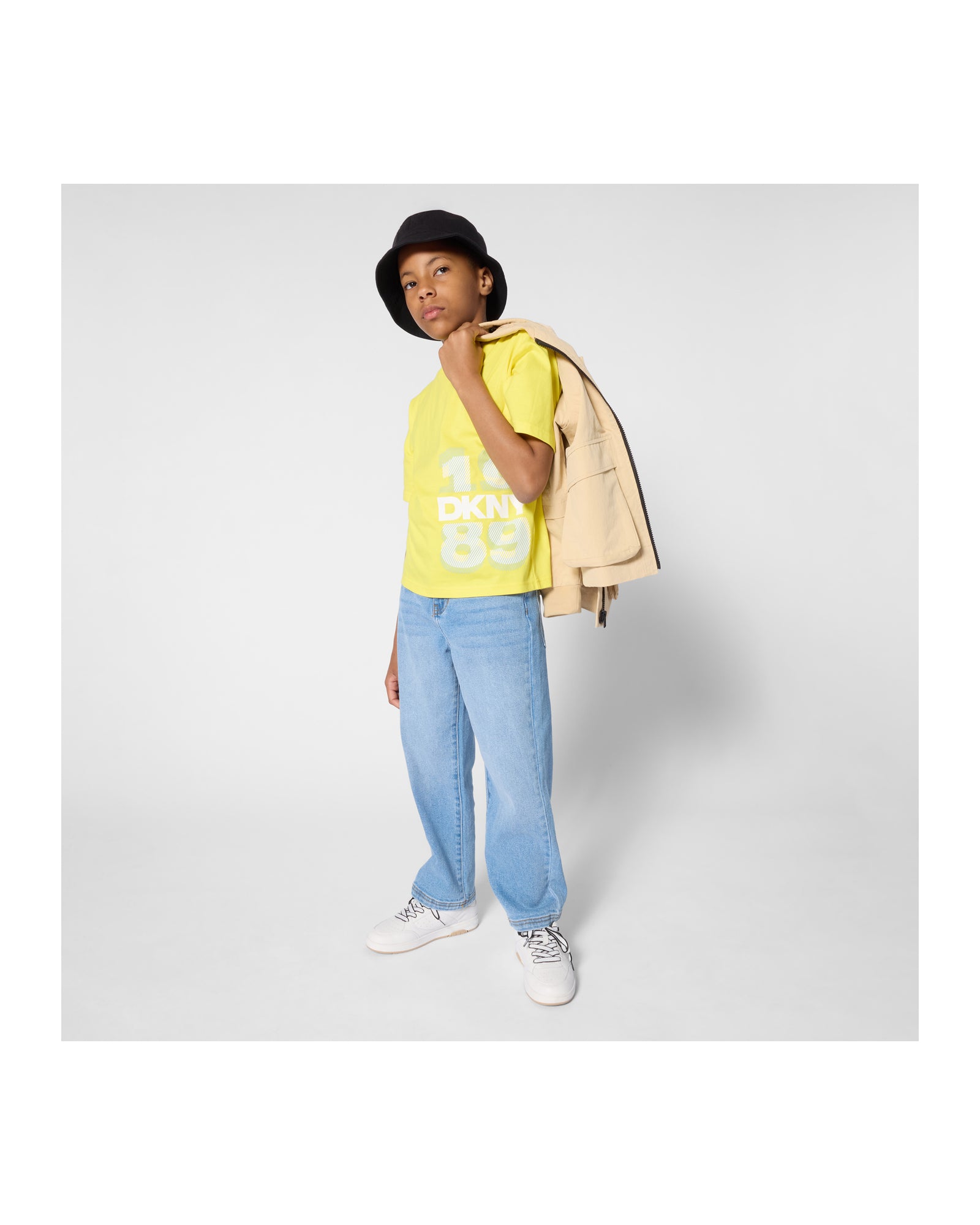 DKNY Yellow Short Sleeve T-Shirt in Jersey
