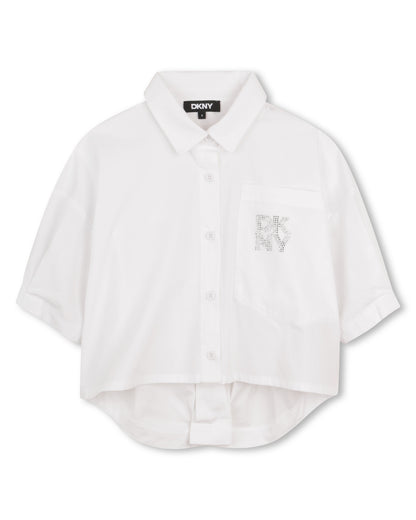 DKNY White Mini-Me Cotton Poplin Shirt