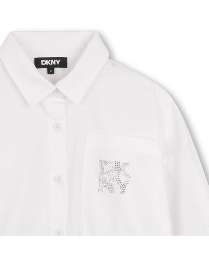 DKNY White Mini-Me Cotton Poplin Shirt