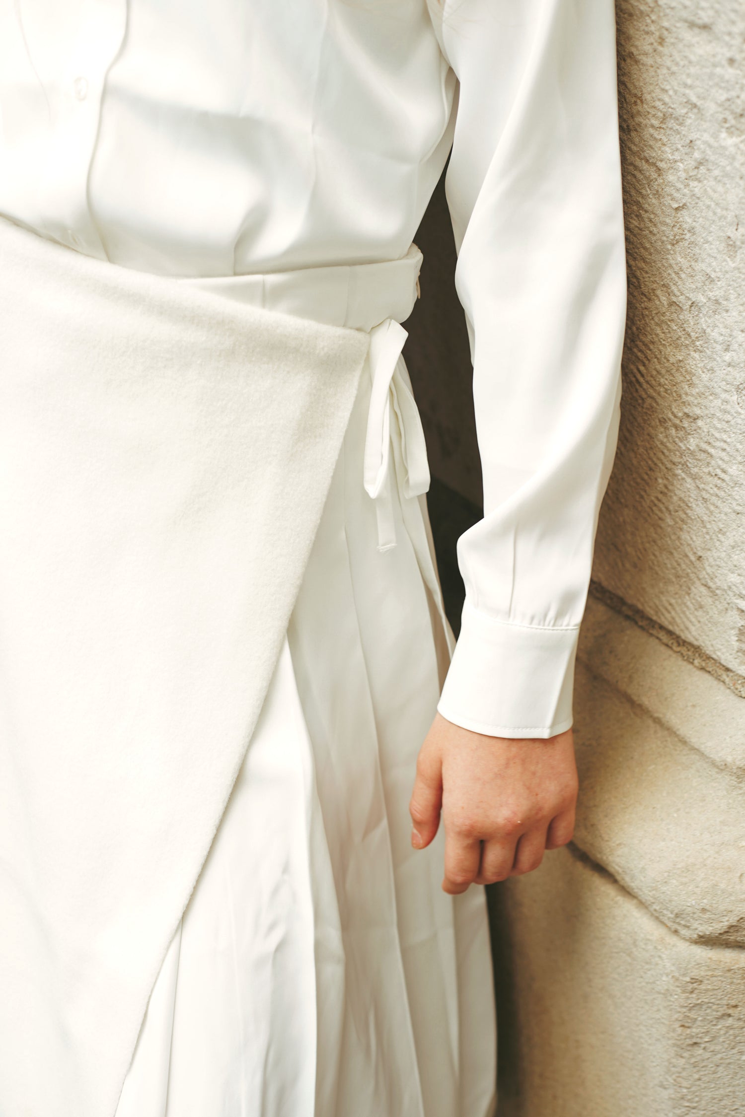 Urban Edge White Pleated Wrap Skirt