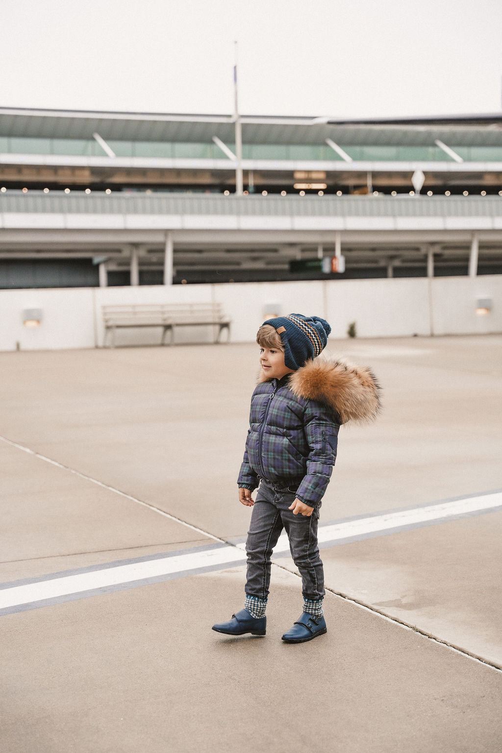 IBIS Boys Plaid Coat With Kangaroo Pockets