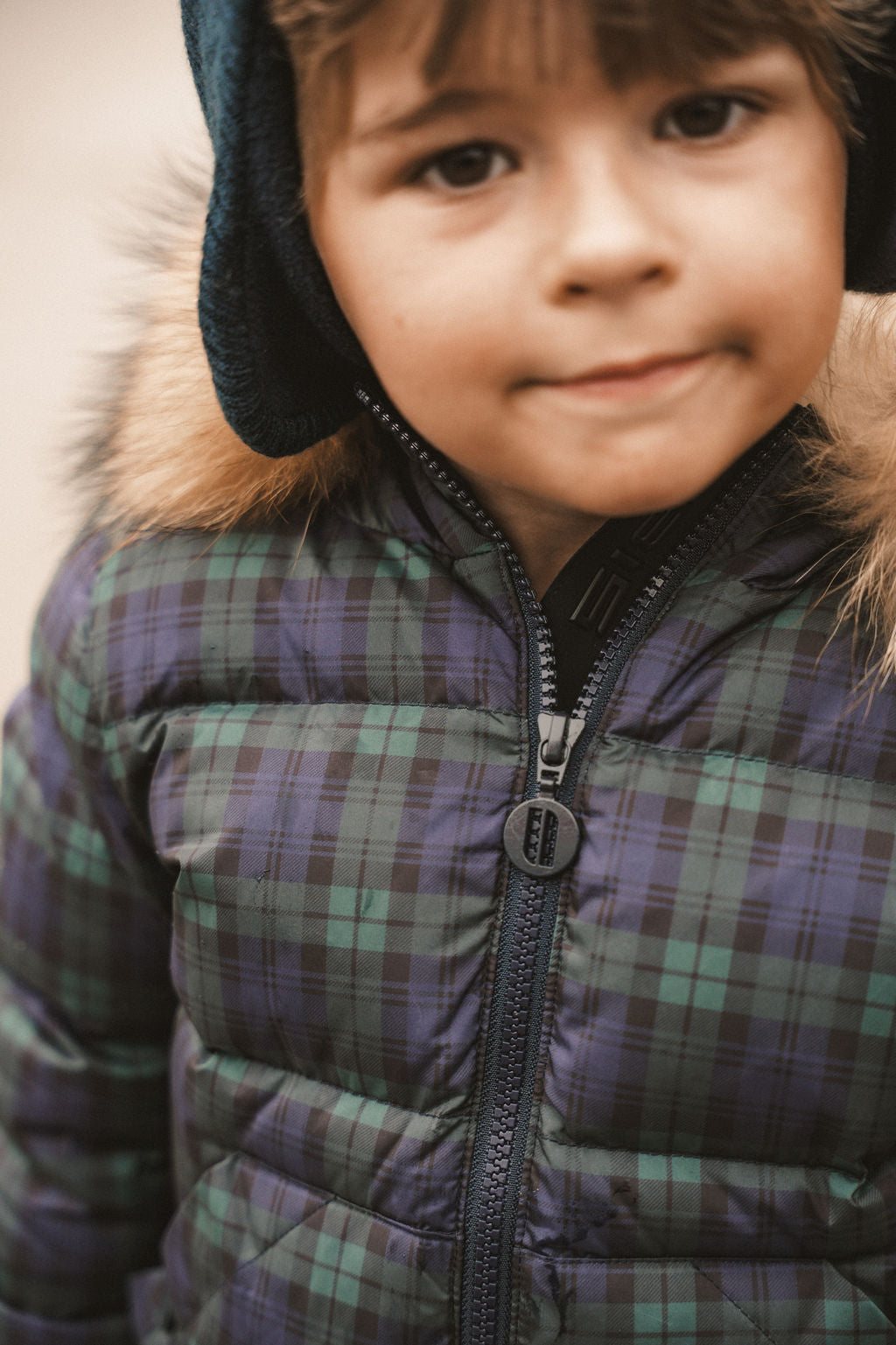 IBIS Boys Plaid Coat With Kangaroo Pockets