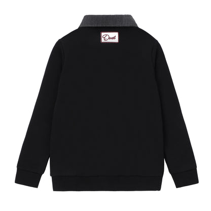 Boys Black/Pink Horse Polo with Black Denim Collar