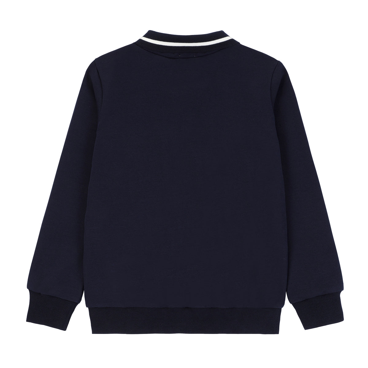 Boys Denim Cherry Collar Sweatshirt with Ribbed Stitching