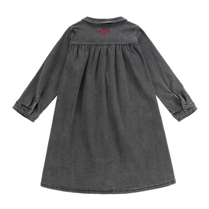 Duet Black/Pink Horse Button Down High Waisted Dress