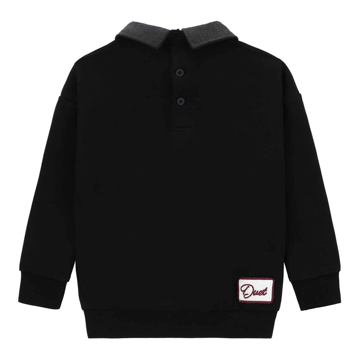 Duet Boys Black/Pink Horse Front Emblem Sweatshirt Set with Collar