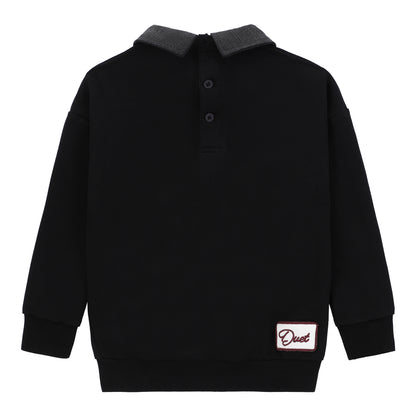 Duet Boys Black/Pink Horse Front Emblem Sweatshirt Set with Collar