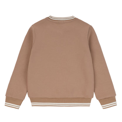 Duet Boys Cognac Front Emblem Sweatshirt with Tan &amp; White Stitching