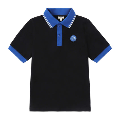 Duet Boys Black Polo with Royal Blue Trim