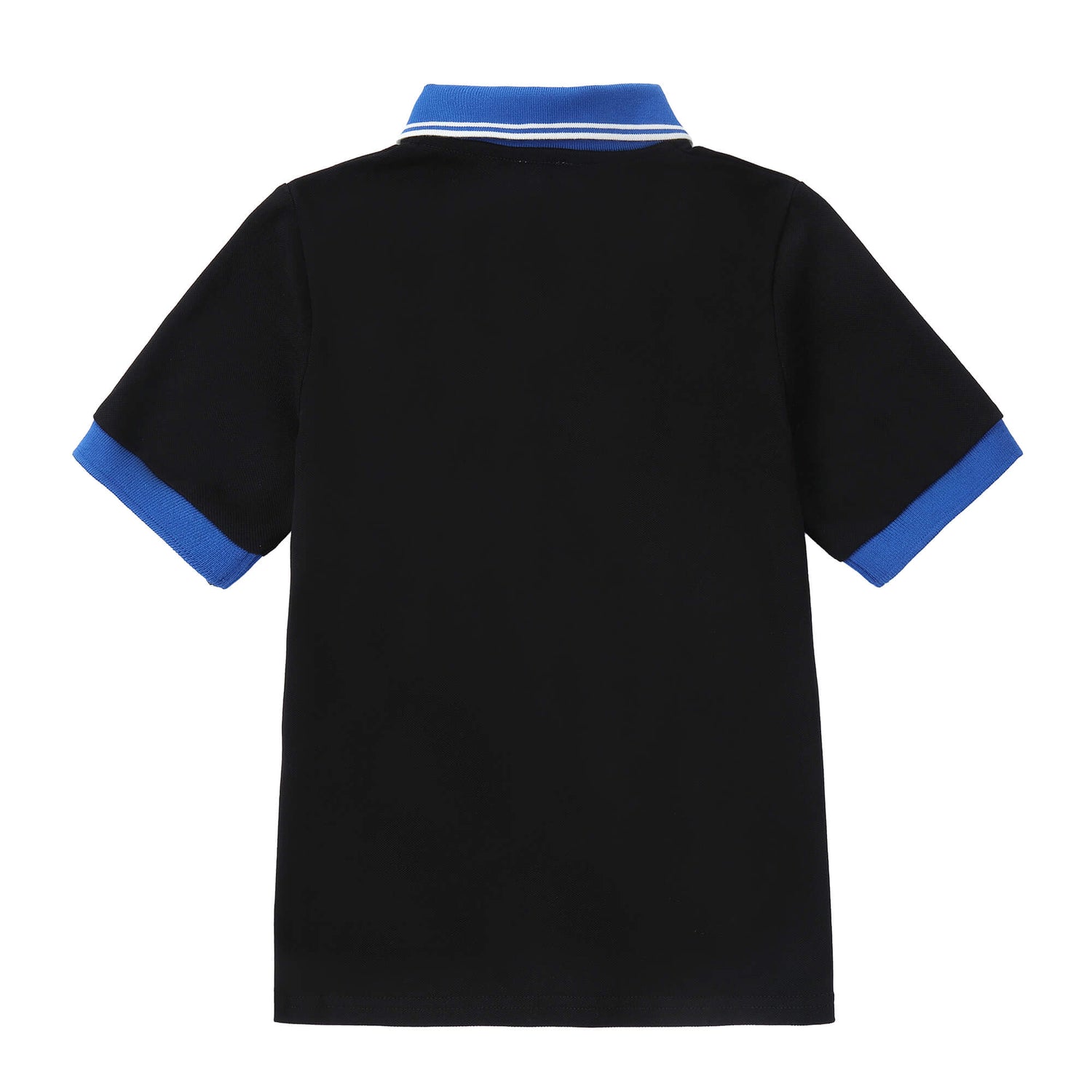 Duet Boys Black Polo with Royal Blue Trim