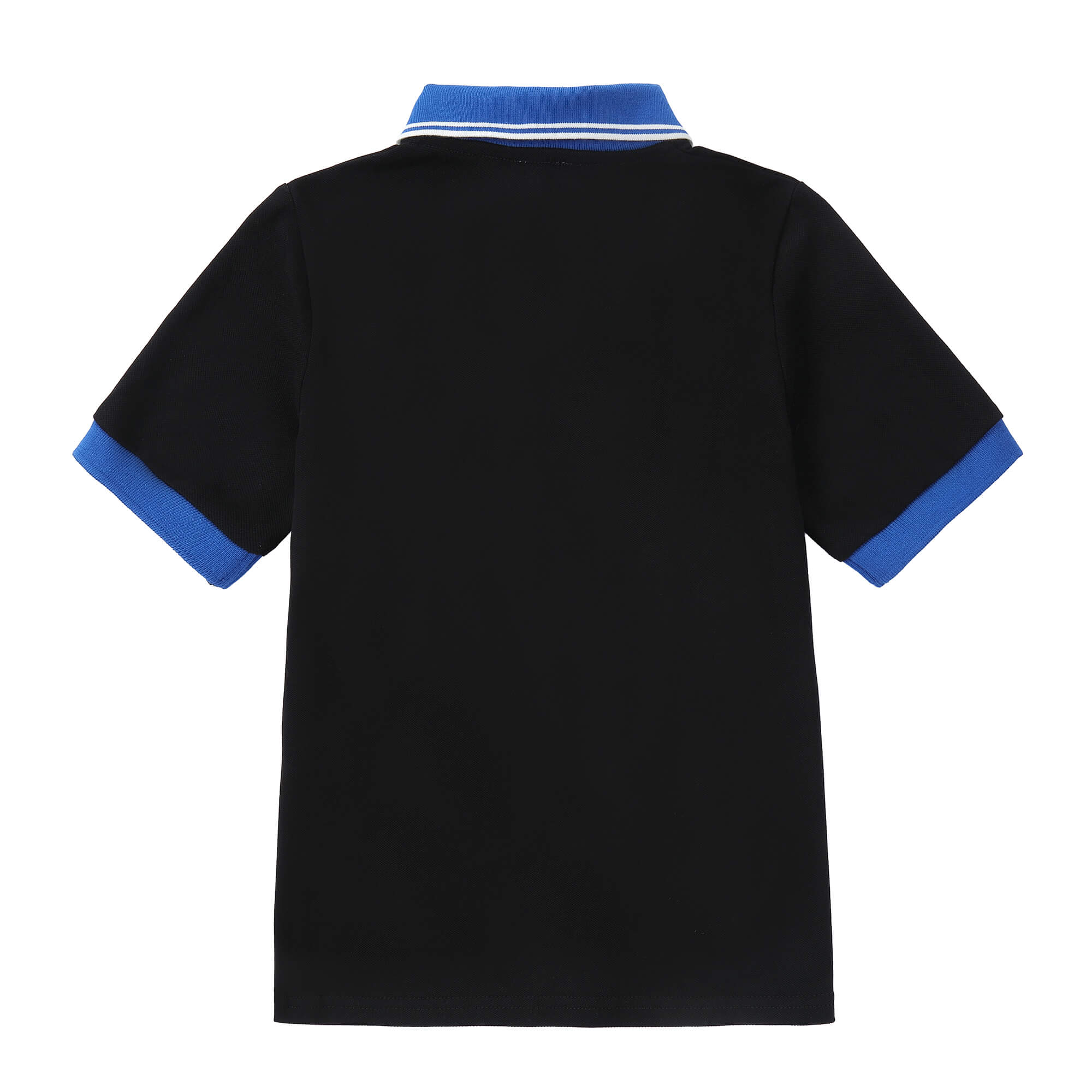 Duet Boys Black Polo with Royal Blue Trim