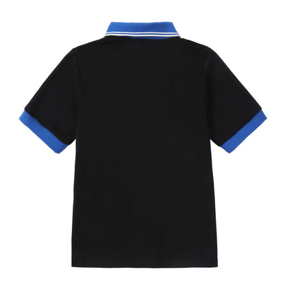 Duet Boys Black Polo with Royal Blue Trim