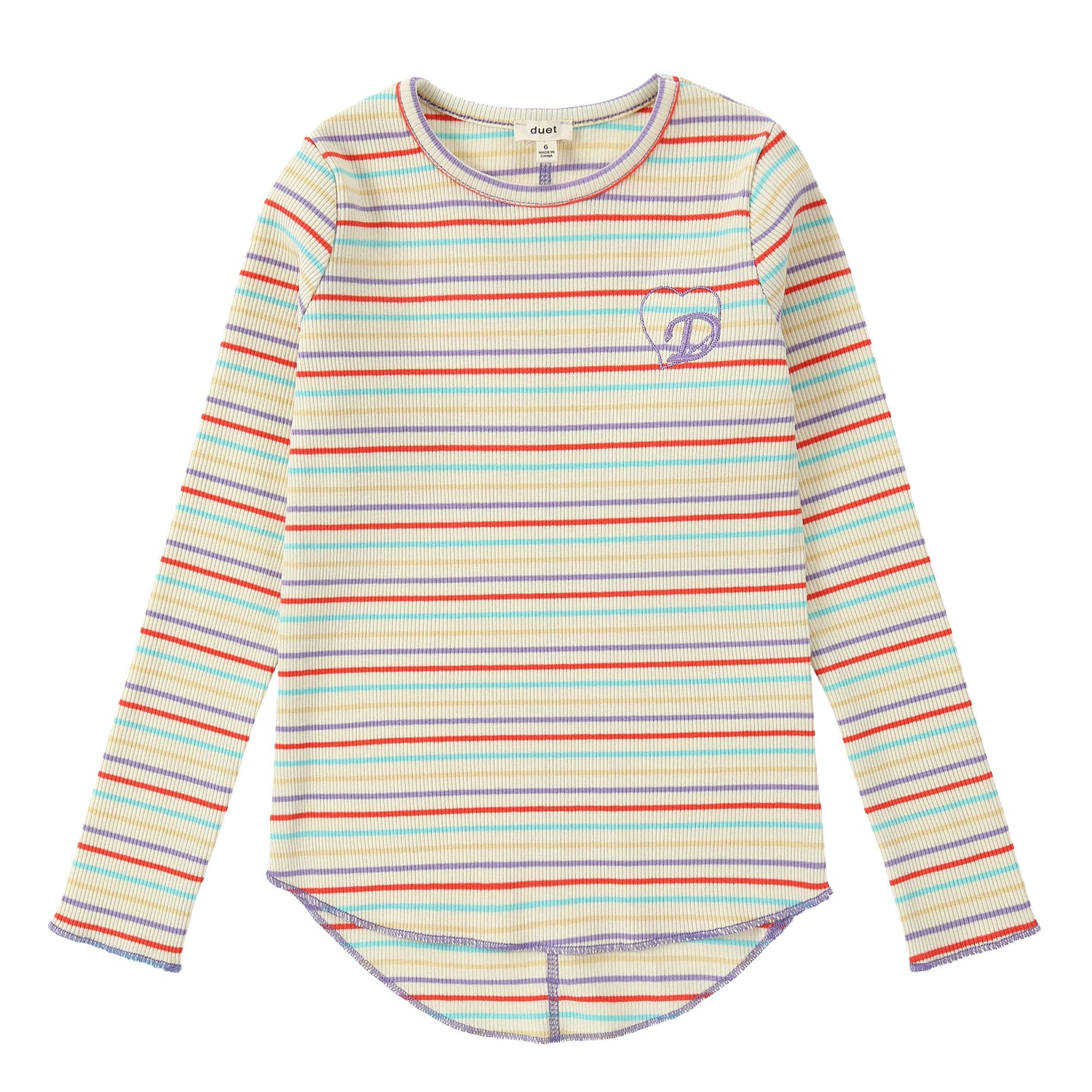 Duet Girls Ivory Multicolored Stripe T-Shirt