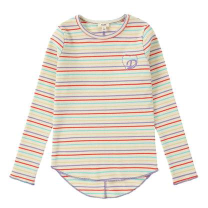Duet Girls Ivory Multicolored Stripe T-Shirt