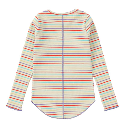 Duet Girls Ivory Multicolored Stripe T-Shirt