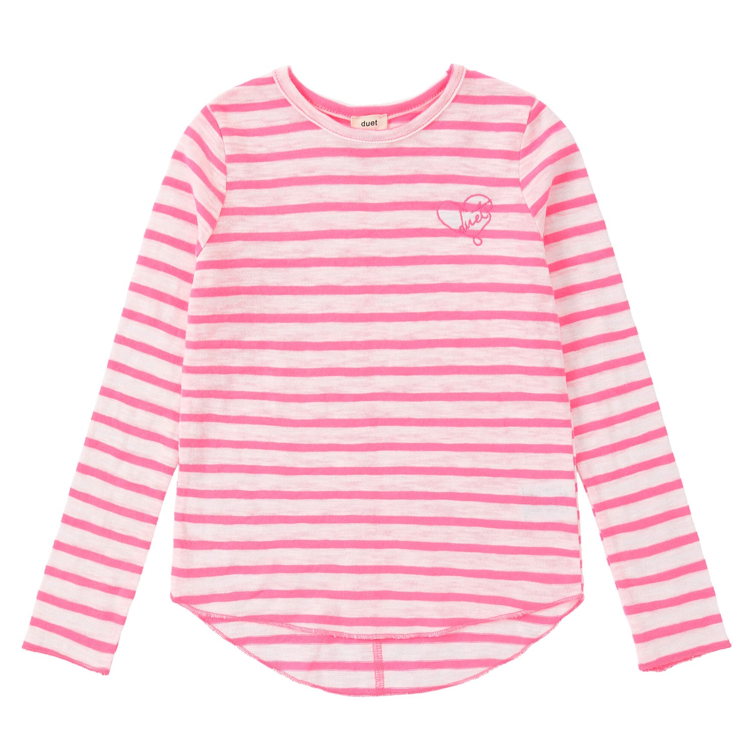 Duet Girls Neon Pink Striped T-Shirt